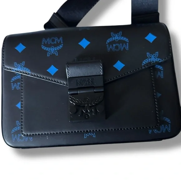 MCM Color Splash Logo Small Crossbody Bag in "Vallarta Blue" Colorway UNISEX NWT - Picture 1 of 15